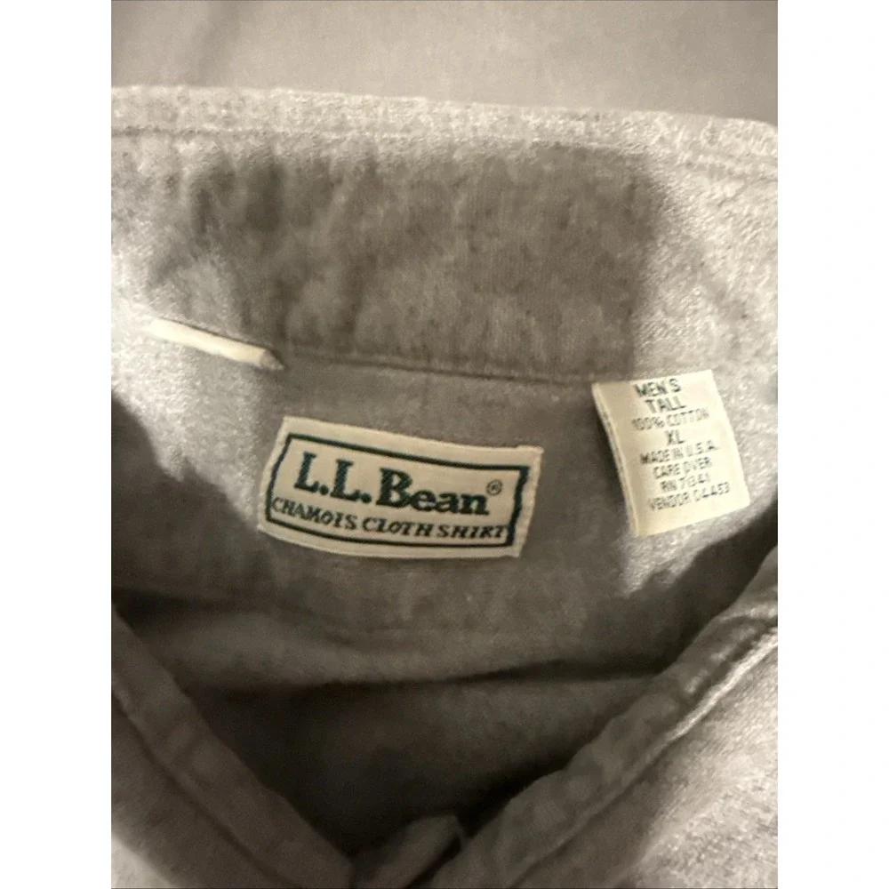 L.L. BEAN Vntg Men's Gray Chamois Cloth Made in USA Work Button Shirt XL - Picture 2 of 8